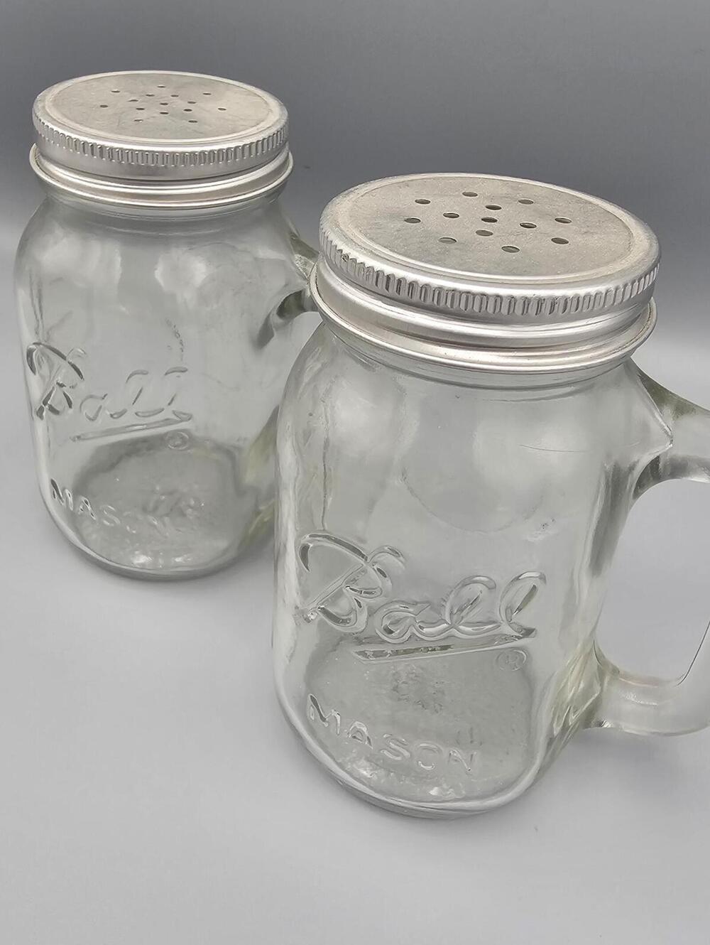 Ball Mason Glass Salt and Pepper Shakers with Handles - Picture 3 of 4